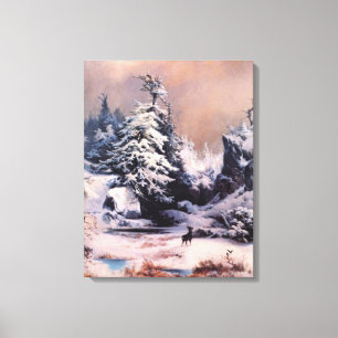 Winter in de Rocky Mountains (door Thomas Moran) Canvas Afdruk