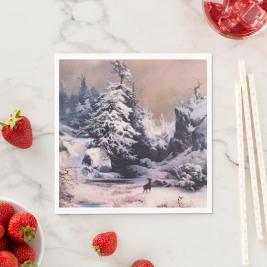 Winter in de Rocky Mountains (door Thomas Moran) Servet (Insitu)