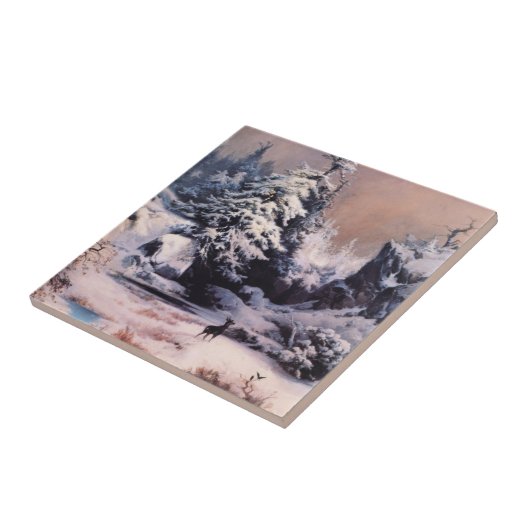 Winter in de Rocky Mountains (door Thomas Moran) Tegeltje (Zijkant)