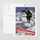 Winter in de skisreis van Zweisimmen en Briefkaart (Voorkant / Achterkant)
