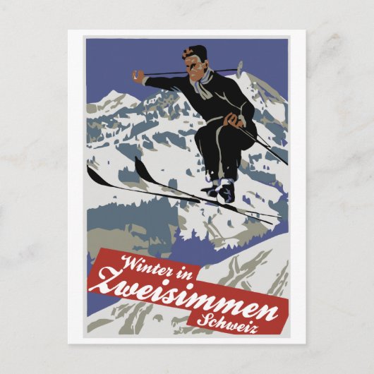 Winter in de skisreis van Zweisimmen en Briefkaart (Voorkant)