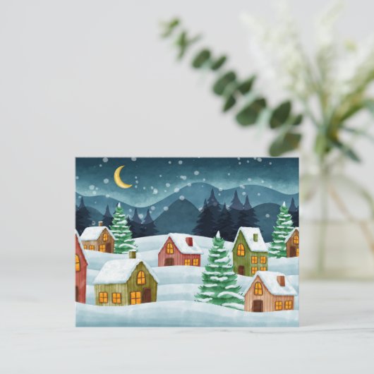 Winter in de stad briefkaart (Staand voorkant)