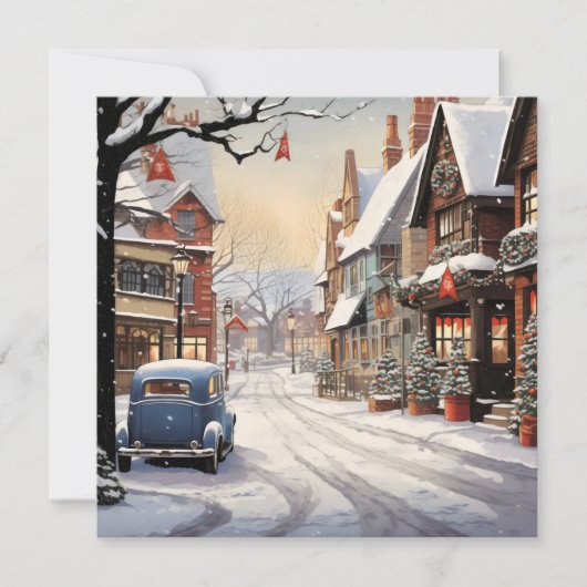 winter in de stad feestdagenkaart (Voorkant)