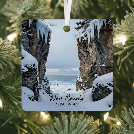 Winter in Door County  Wisconsin Souvenir Keepsake Metalen Ornament (Insitu)