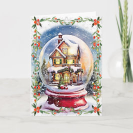 Winter in een Wereldbol: Vrolijk kerstfeest Kaart