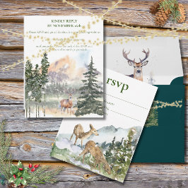 Winter in Evergreen Forest RSVP Card Aankondiging