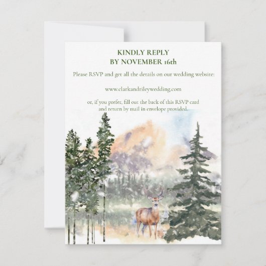 Winter in Evergreen Forest RSVP Card Aankondiging (Voorkant)