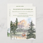 Winter in Evergreen Forest RSVP-kaart Aankondiging (Voorkant / Achterkant)