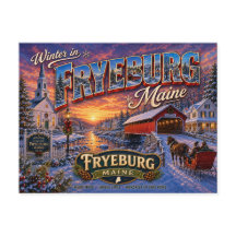 Winter in Fryeburg Maine Nostalgische Ansichtkaart