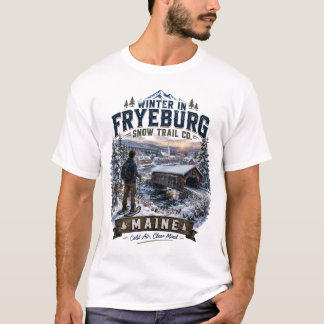 Winter in Fryeburg Snow Trail Co. T-shirt voor tie