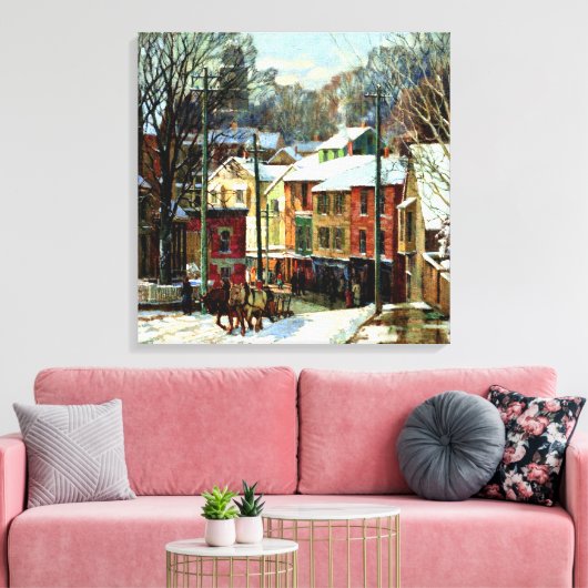 Winter in Gloucester, Massachusetts Canvas Afdruk (Insitu (Woonkamer))