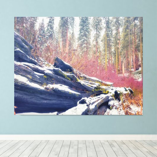 Winter in het bos canvas afdruk (Insitu (Houten vloer))