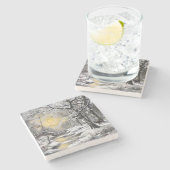 Winter in het bos stenen onderzetter (Zijkant)