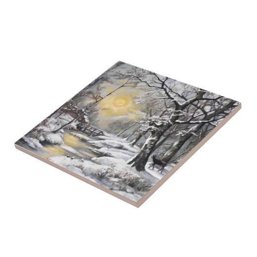 Winter in het bos tegeltje (Zijkant)