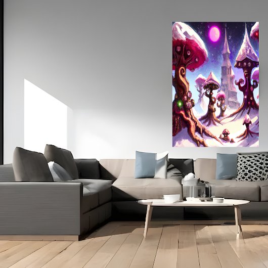 Winter in het champignonwoud | AI Art Poster