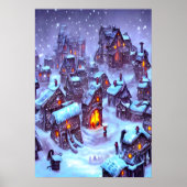 Winter in het dorp | AI Art Poster (Voorkant)