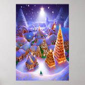 Winter in het dorp Gingerbrood | AI Art Poster (Voorkant)