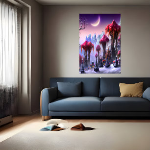 Winter in het koele bos   AI Art Poster