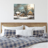 Winter in het land, een koude ochtend canvas afdruk (Insitu (Slaapkamer))