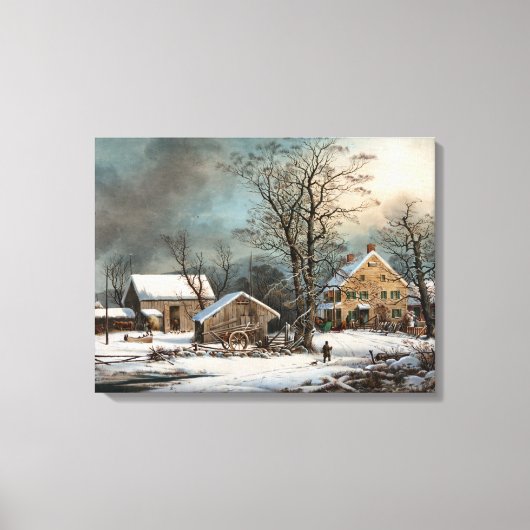 Winter in het land, een koude ochtend canvas afdruk (Voorkant)
