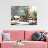 Winter in het land, een koude ochtend canvas afdruk (Insitu (Woonkamer))