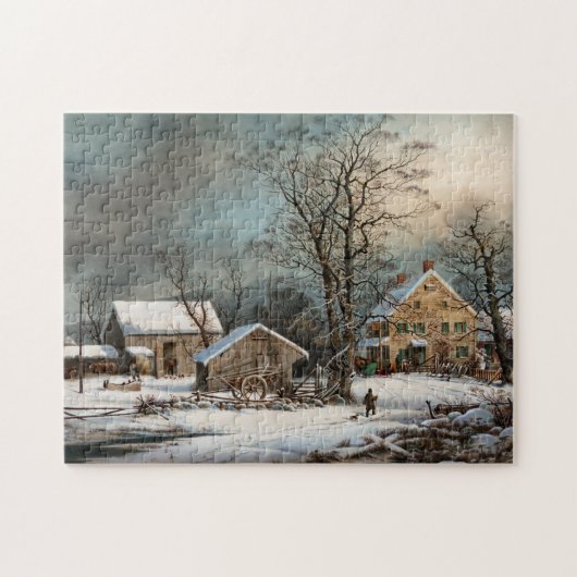 Winter in het land, een koude ochtend legpuzzel (Horizontaal)