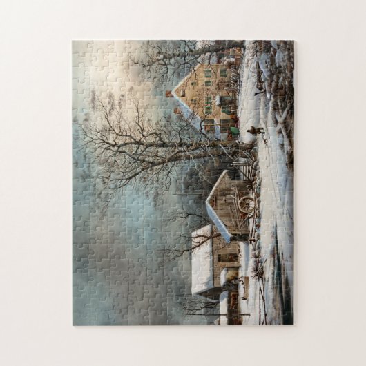 Winter in het land, een koude ochtend legpuzzel (Verticaal)