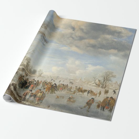 WINTER IN HOLLAND Vintage Kerst Wrapping Papier (Uitgerold)