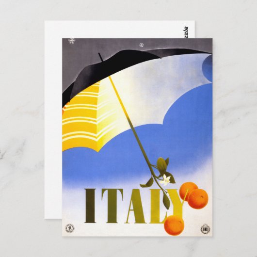 Winter in Italië Poster voor reizen teruggezet Briefkaart (Voorkant / Achterkant)