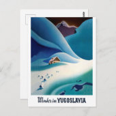 Winter in Joegoslavië, briefkaart van het vintage- (Voorkant / Achterkant)