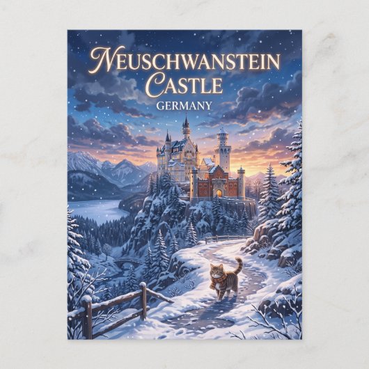 Winter in kasteel Neuschwanstein Duitsland Briefkaart (Voorkant)