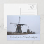 Winter in Kinderdijk, Unesco-site Briefkaart (Voorkant / Achterkant)