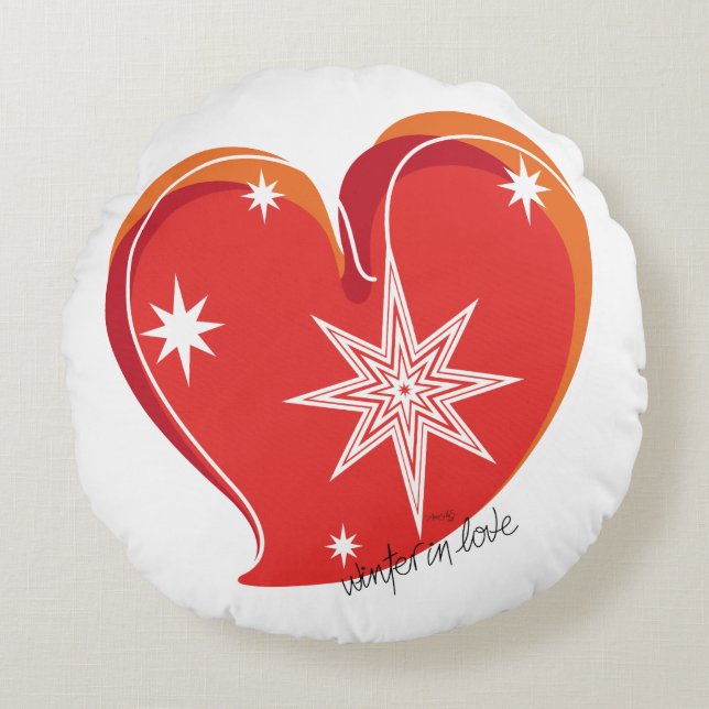 winter in liefde-handtekening-rood rond kussen (Voorkant)