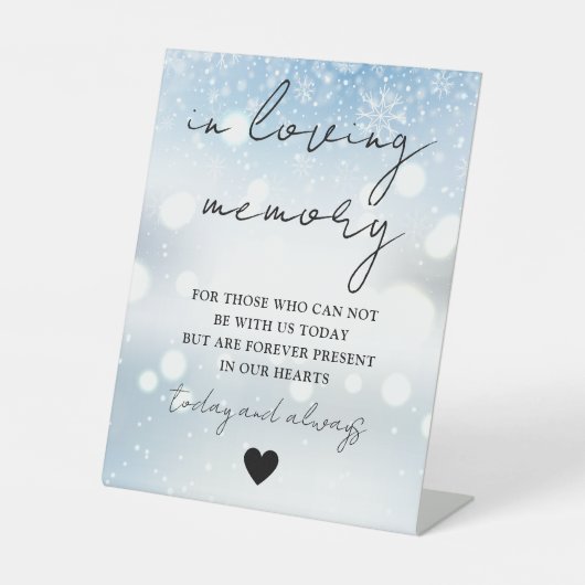 Winter in liefdevol geheugen Elegant Script Reclamebord Met Voetstuk (Voorkant)