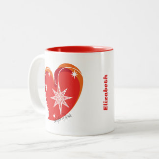 winter in love-handtekening-Rood-aanpasbare tekst Tweekleurige Koffiemok