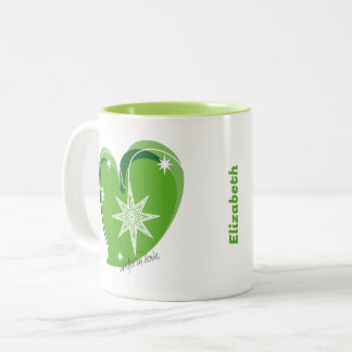 winter in love-Signature-Groen-Aangepaste tekst Tweekleurige Koffiemok