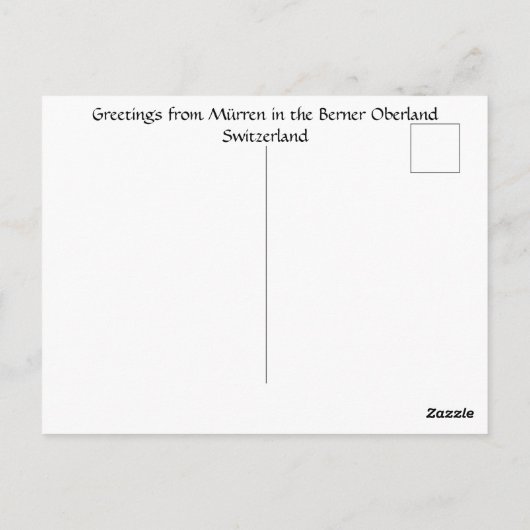 WInter in Mürren - Berner Oberland, Zwitserland Briefkaart (Achterkant)