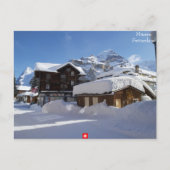 Winter in Mürren, Briefkaart Zwitserland (Voorkant)