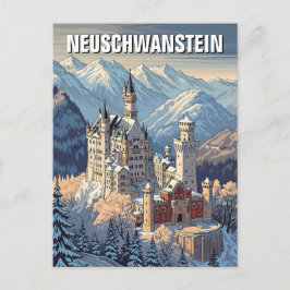 Winter in Neuschwanstein Castle Duitsland Reizen Briefkaart
