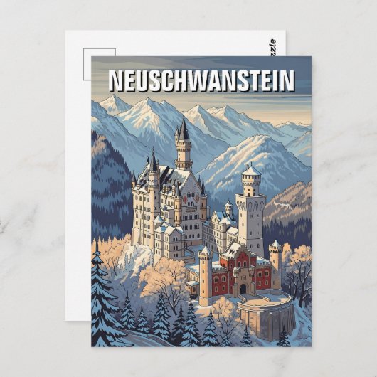 Winter in Neuschwanstein Castle Duitsland Reizen Briefkaart (Voorkant / Achterkant)
