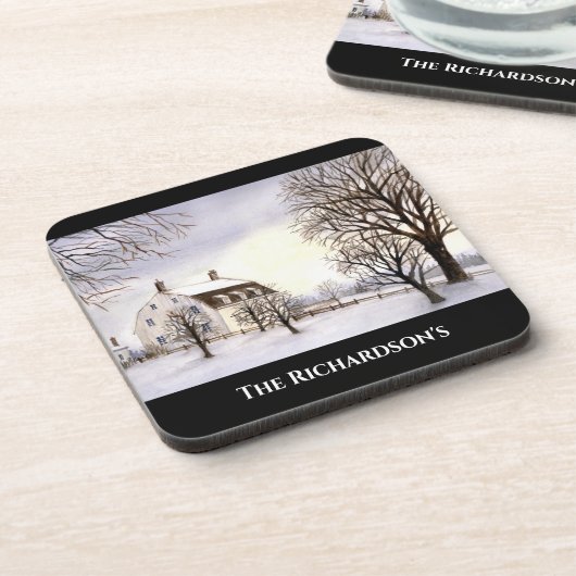 Winter in New England door Farida Greenfield Bier Onderzetter (Linkerzijde)