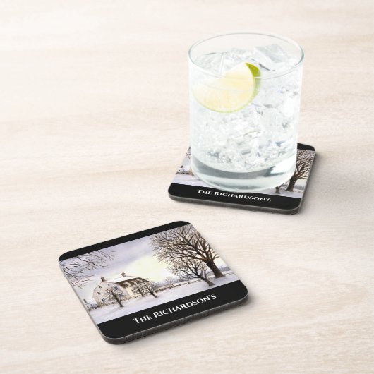 Winter in New England door Farida Greenfield Bier Onderzetter (Rechterzijde)