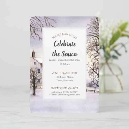 Winter in New England kerstfeestelijke uitnodiging (Staand voorkant)