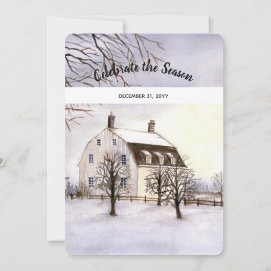 Winter in New England kerstfeestelijke uitnodiging (Achterkant)