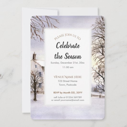 Winter in New England kerstfeestelijke uitnodiging (Voorkant)