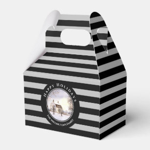 Winter in New England Kerstmis zwarte cirkel Bedankdoosjes