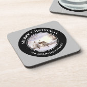 Winter in New England Kerstmis zwarte cirkel Bier Onderzetter (Linkerzijde)