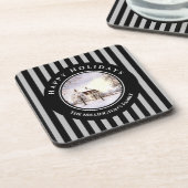 Winter in New England Kerstmis zwarte cirkel Bier Onderzetter (Linkerzijde)