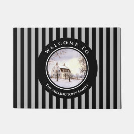 Winter in New England Kerstmis zwarte cirkel Deurmat