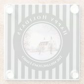 Winter in New England Kerstmis zwarte cirkel Glazen Onderzetter (Achterkant)